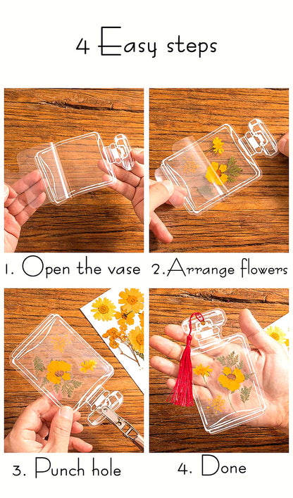 Floral Bookmark DIY kit Flower Press Resin Vase Bookmark Gift for book lovers Bookmark with Tassel