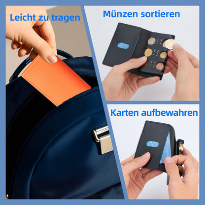 Vier Farben zur Auswahl - Münzen- und Kartenhalter - Bequem tragbar - Euro Münzen nach Wert sortieren - Mehrzweck-Handtasche"