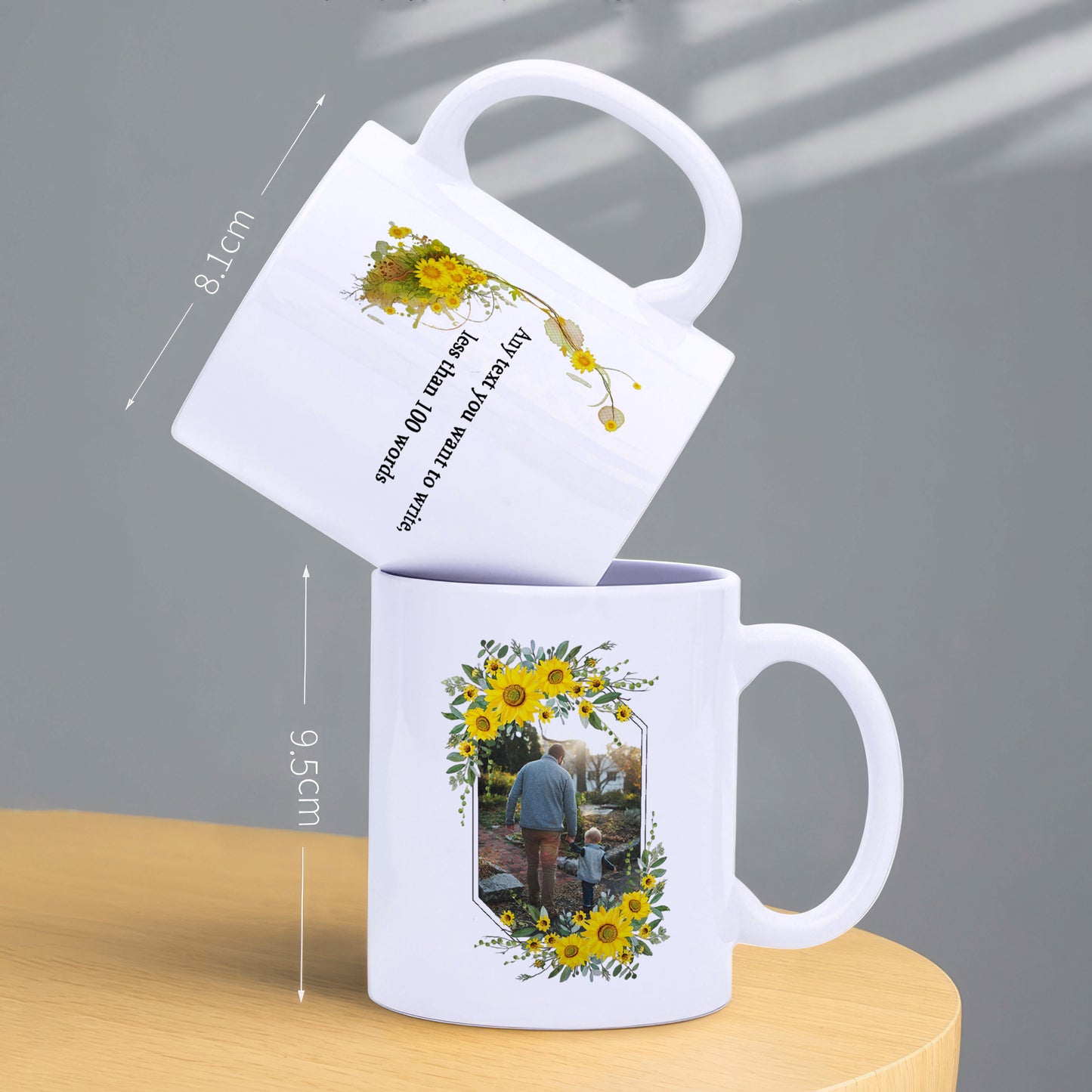 Personalised Mug with Your Picture and Your Message, Custom Mug with Picture Logo Text, Personalised Christmas Birthday Gift for Mum, Dad on Anniversary Weeding Birthday