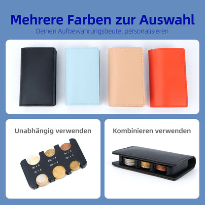 Vier Farben zur Auswahl - Münzen- und Kartenhalter - Bequem tragbar - Euro Münzen nach Wert sortieren - Mehrzweck-Handtasche"
