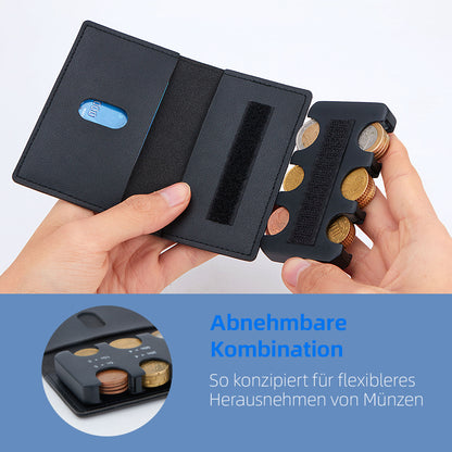 Vier Farben zur Auswahl - Münzen- und Kartenhalter - Bequem tragbar - Euro Münzen nach Wert sortieren - Mehrzweck-Handtasche"