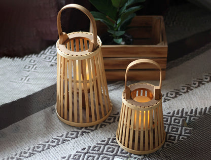Handwoven Straw Lantern - Boho Home Decor or Outdoor Lighting