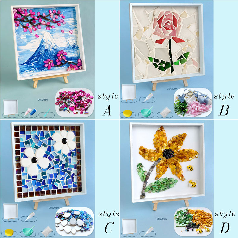 Fragmented flower Mosaic Art DIY Kit Mosaic Tray Fun crafting activity