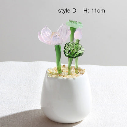 Mini Colorful Glass Plant Set | Versatile Colorful Glass Mini Plant | Gift