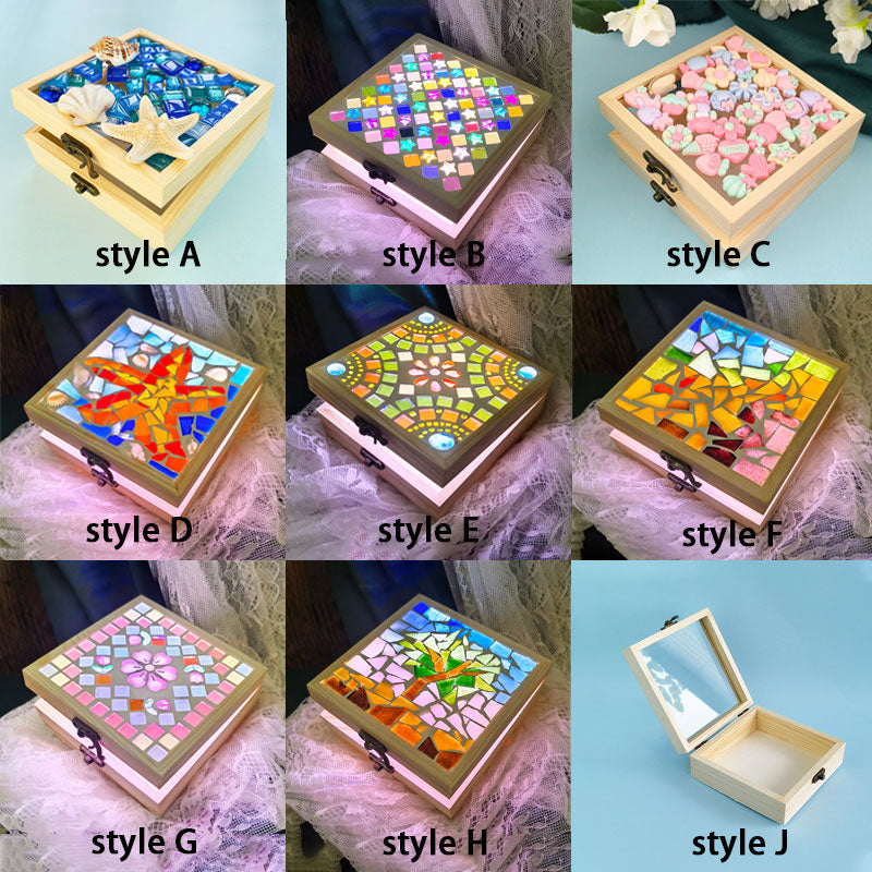 Colorful Mosaic Wooden Storage Box - Children's DIY Craft Kit