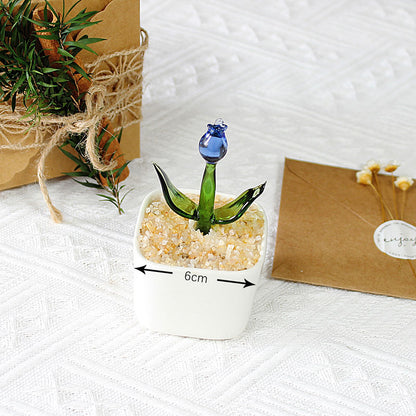 Mini Colorful Glass Plant Set | Versatile Colorful Glass Mini Plant | Gifts Set