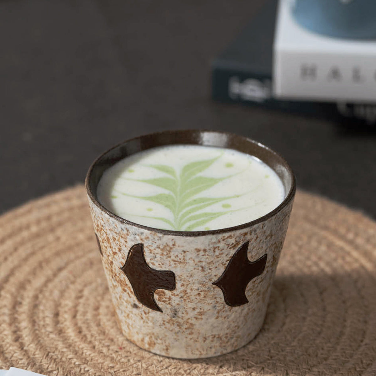Handcrafted Ceramic Coffee Mug, Wabi-Sabi Style, Hand-Painted Seabird & Fish, gallery view 3