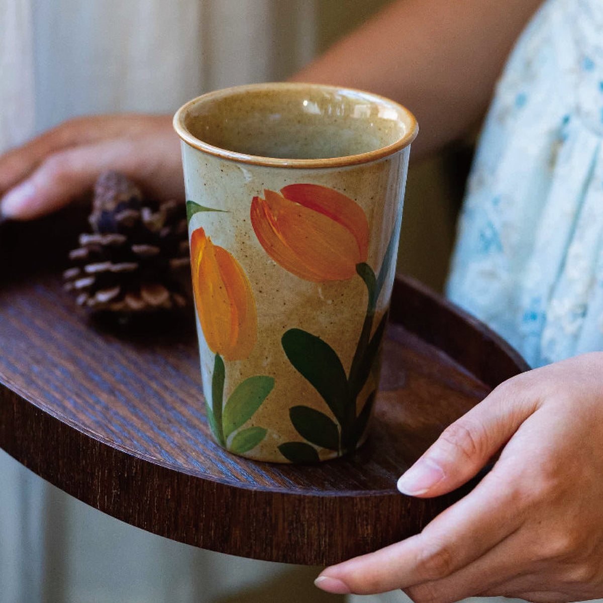 Handcrafted Ceramic Cola Mug, Chinese Retro Style, Underglaze Hand-Painted