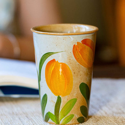 Handcrafted Ceramic Cola Mug, Chinese Retro Style, Underglaze Hand-Painted, gallery view 3