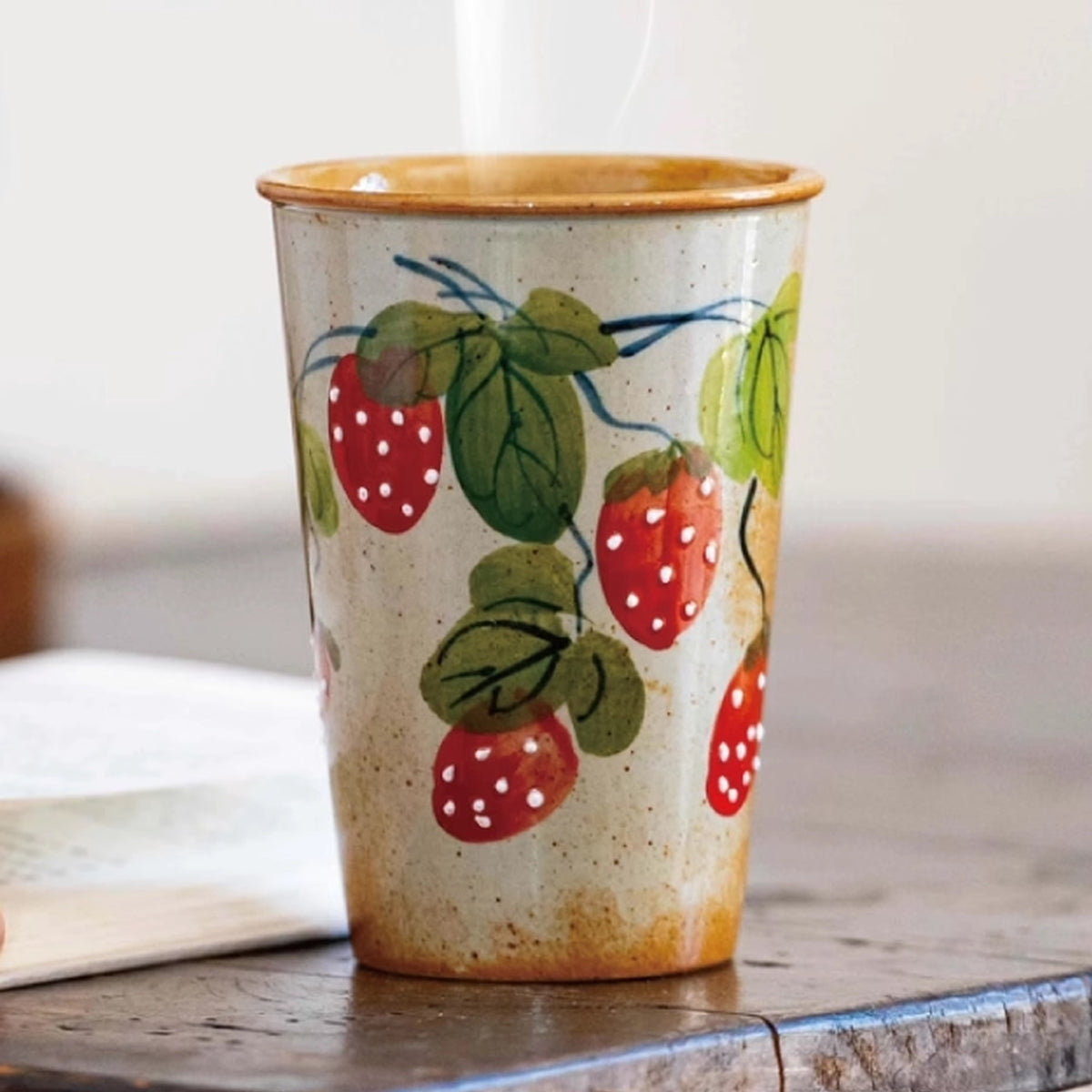 Handcrafted Ceramic Cola Mug, Chinese Retro Style, Underglaze Hand-Painted, gallery view 4