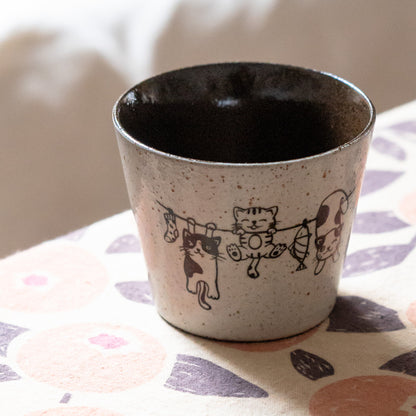 Hand-Painted Ceramic Latte Art Coffee Cup with Saucer, Zisha Clay Retro Style, gallery view 4