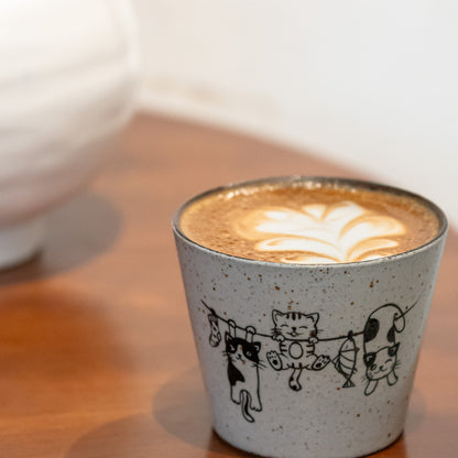 Hand-Painted Ceramic Latte Art Coffee Cup with Saucer, Zisha Clay Retro Style, gallery view 8