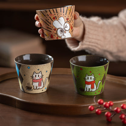 Hand-Painted Ceramic Latte Art Cup, Jingdezhen Underglaze Speckled Stoneware, gallery view 3