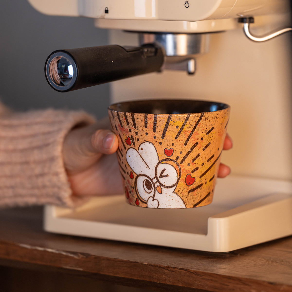 Hand-Painted Ceramic Latte Art Cup, Jingdezhen Underglaze Speckled Stoneware, gallery view 5