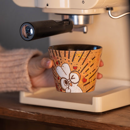 Hand-Painted Ceramic Latte Art Cup, Jingdezhen Underglaze Speckled Stoneware, gallery view 5