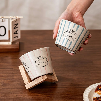 Jingdezhen Hand-painted Cute Animal Ceramic Coffee Mug Set, 10oz Handmade