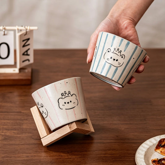 Jingdezhen Hand-painted Cute Animal Ceramic Coffee Mug Set, 10oz Handmade