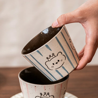 Jingdezhen Hand-painted Cute Animal Ceramic Coffee Mug Set, 10oz Handmade, gallery view 6