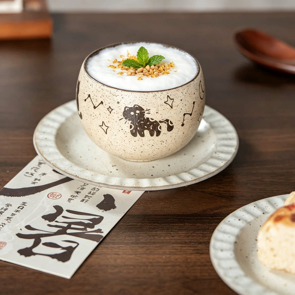 Jingdezhen Hand-Painted Cute Cat Ceramic Coffee Mug, 10oz Handmade Coarse