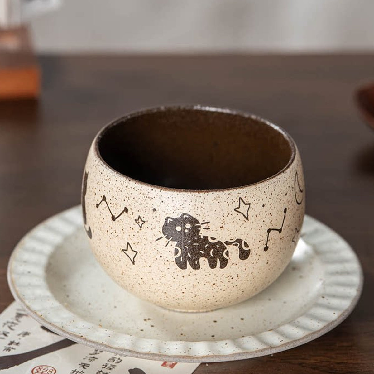 Jingdezhen Hand-Painted Cute Cat Ceramic Coffee Mug, 10oz Handmade Coarse, gallery view 2