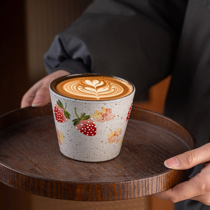 Strawberry Ceramic Coffee Mug, Jingdezhen Hand-Painted Fruit Pattern Handleless, gallery view 2