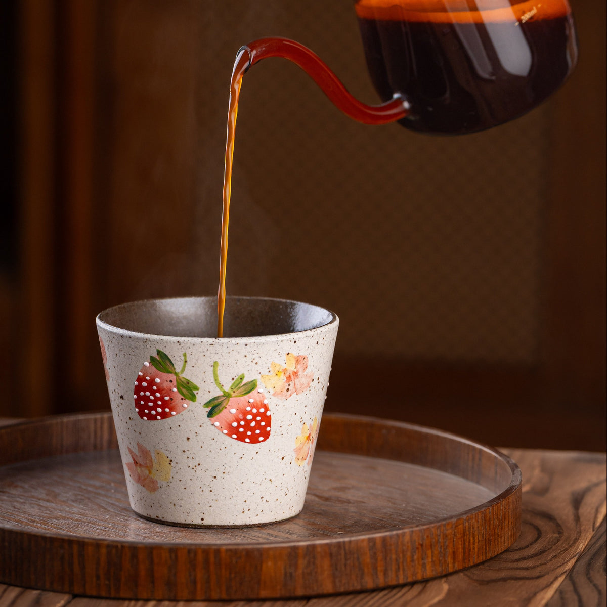 Strawberry Ceramic Coffee Mug, Jingdezhen Hand-Painted Fruit Pattern Handleless, gallery view 3