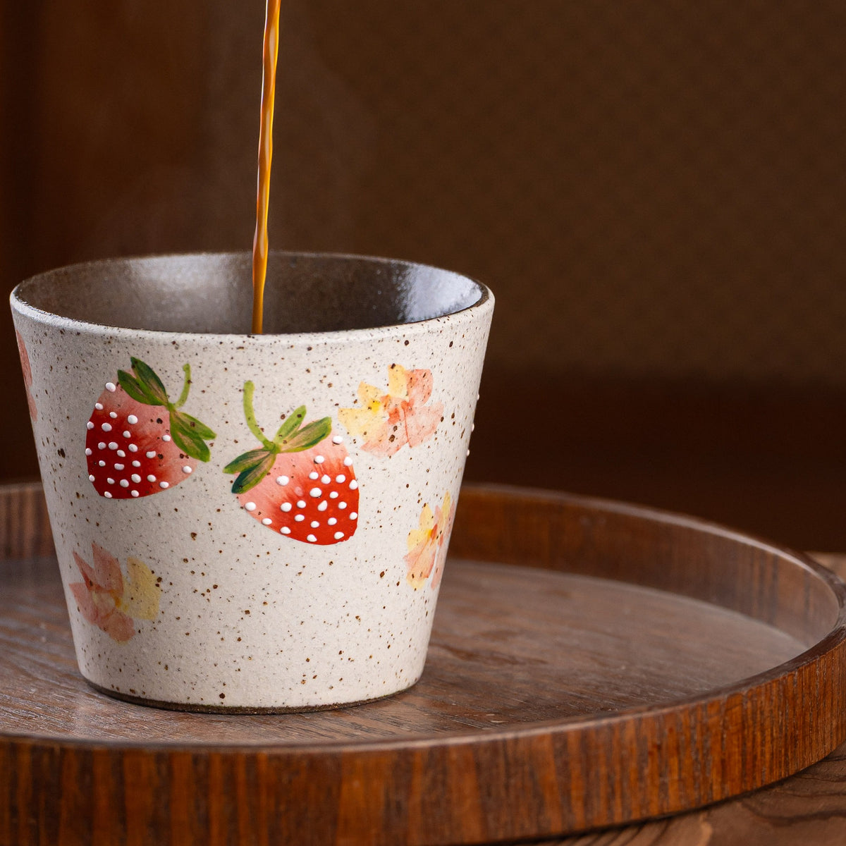 Strawberry Ceramic Coffee Mug, Jingdezhen Hand-Painted Fruit Pattern Handleless, gallery view 6