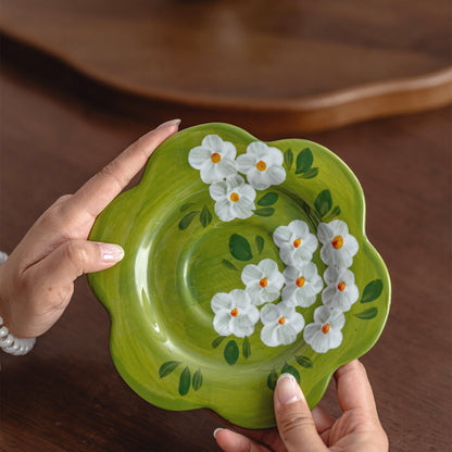 French Country Floral Ceramic Coffee Cup Saucer Set, Jingdezhen Hand-Painted, gallery view 3