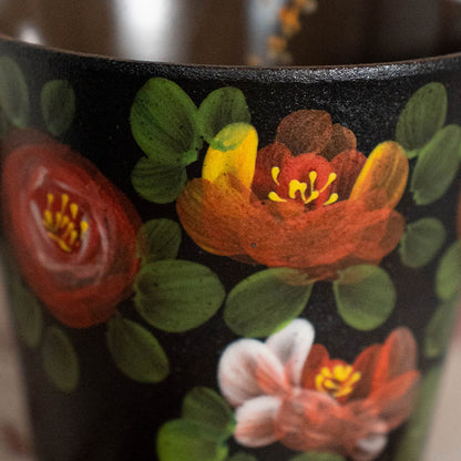 Black Stoneware Camellia Tea Cup, Jingdezhen Matte Black Pottery Hand-Painted, gallery view 5