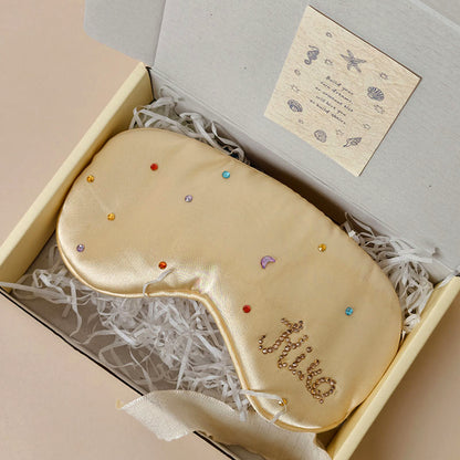 Personalized Satin Sleep Eye Mask with Custom Rhinestone Name - Customizable, gallery view 6
