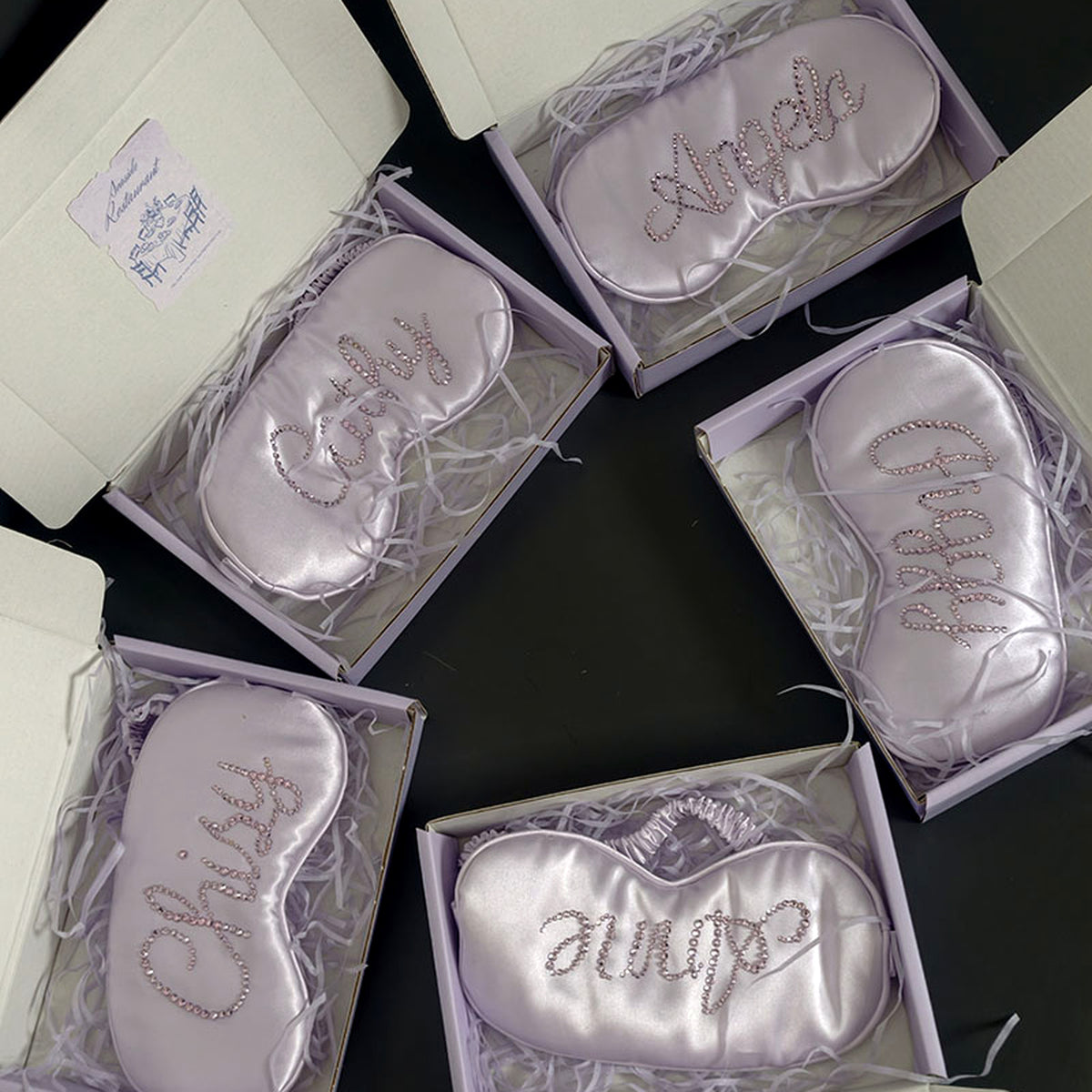 Personalized Satin Sleep Eye Mask with Custom Rhinestone Name - Customizable, gallery view 7
