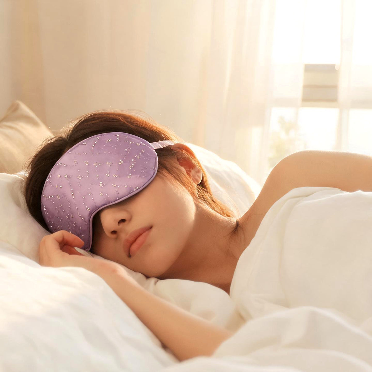 Personalized Satin Sleep Eye Mask with Custom Rhinestone Name - Customizable