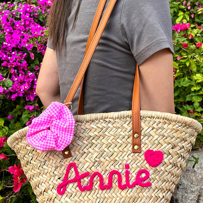 Personalized Straw Beach Tote Bag with Custom Name - Handwoven Seagrass Summer, gallery view 2