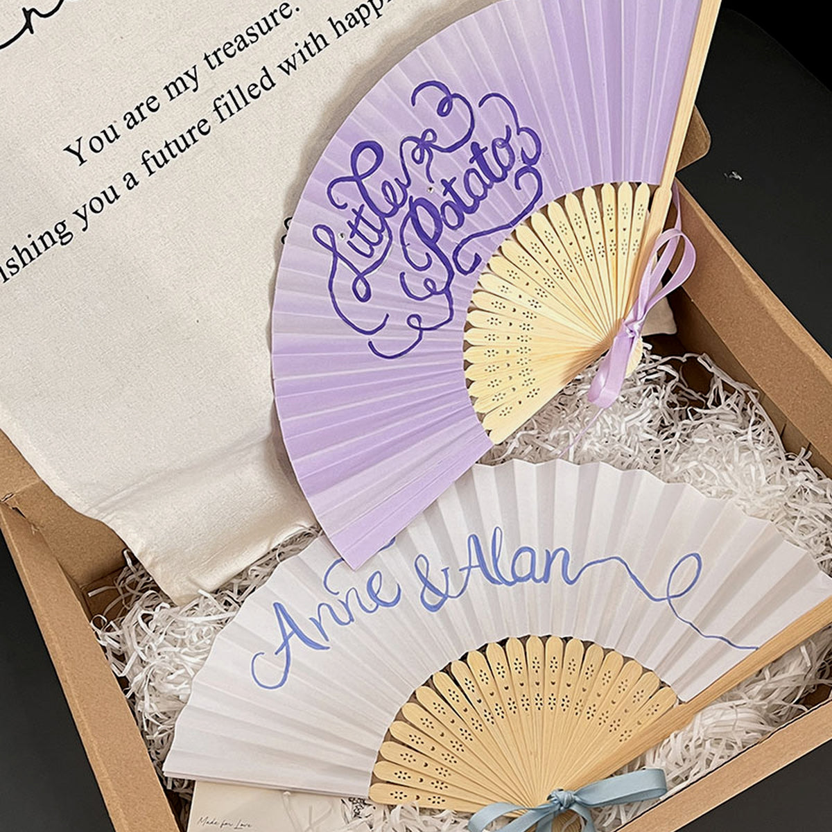 Personalized Hand-Calligraphed Bamboo Folding Fan — Custom Name Hand Fan for, gallery view 3