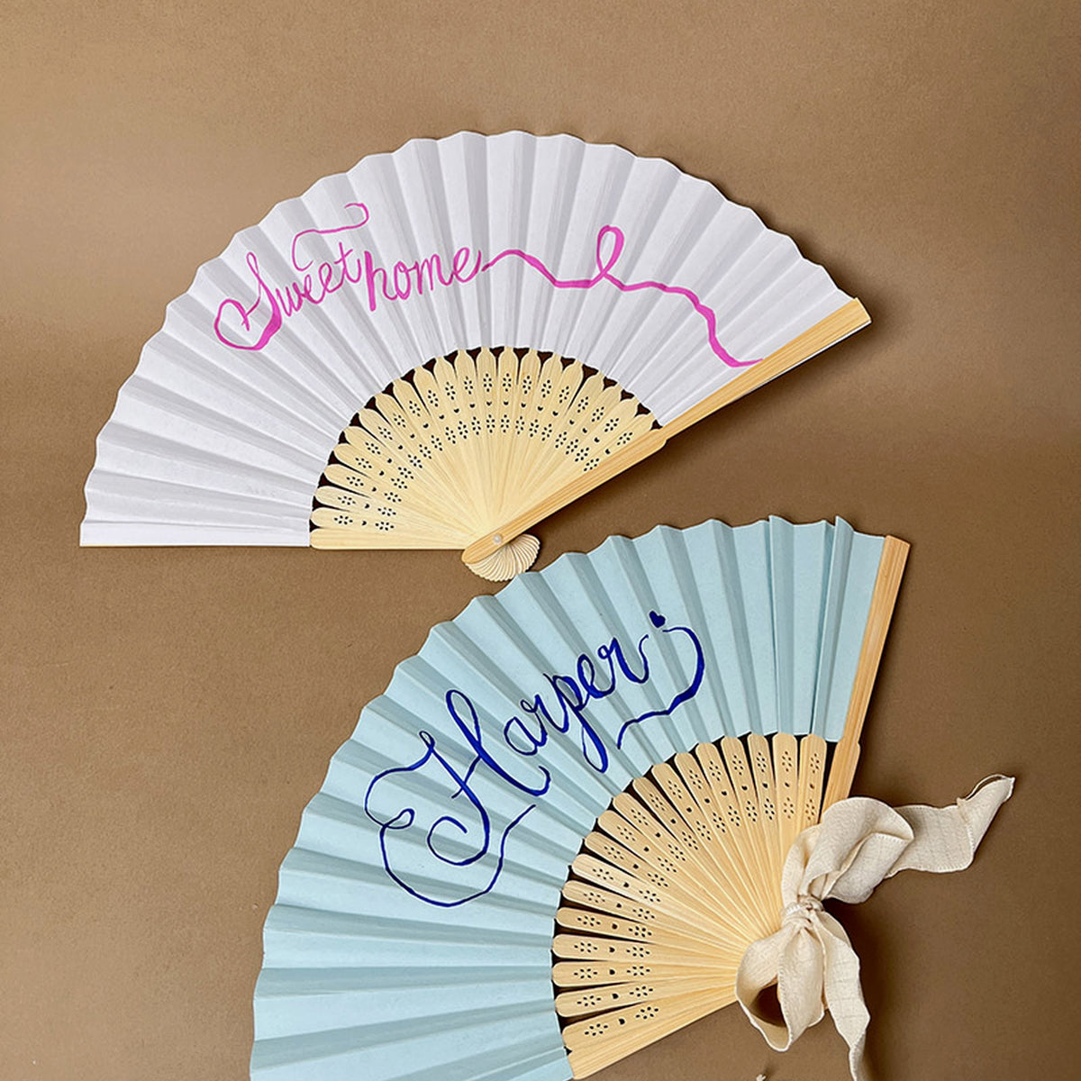 Personalized Hand-Calligraphed Bamboo Folding Fan — Custom Name Hand Fan for, gallery view 8