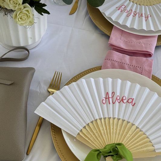 Personalized Hand-Calligraphed Bamboo Folding Fan — Custom Name Hand Fan for