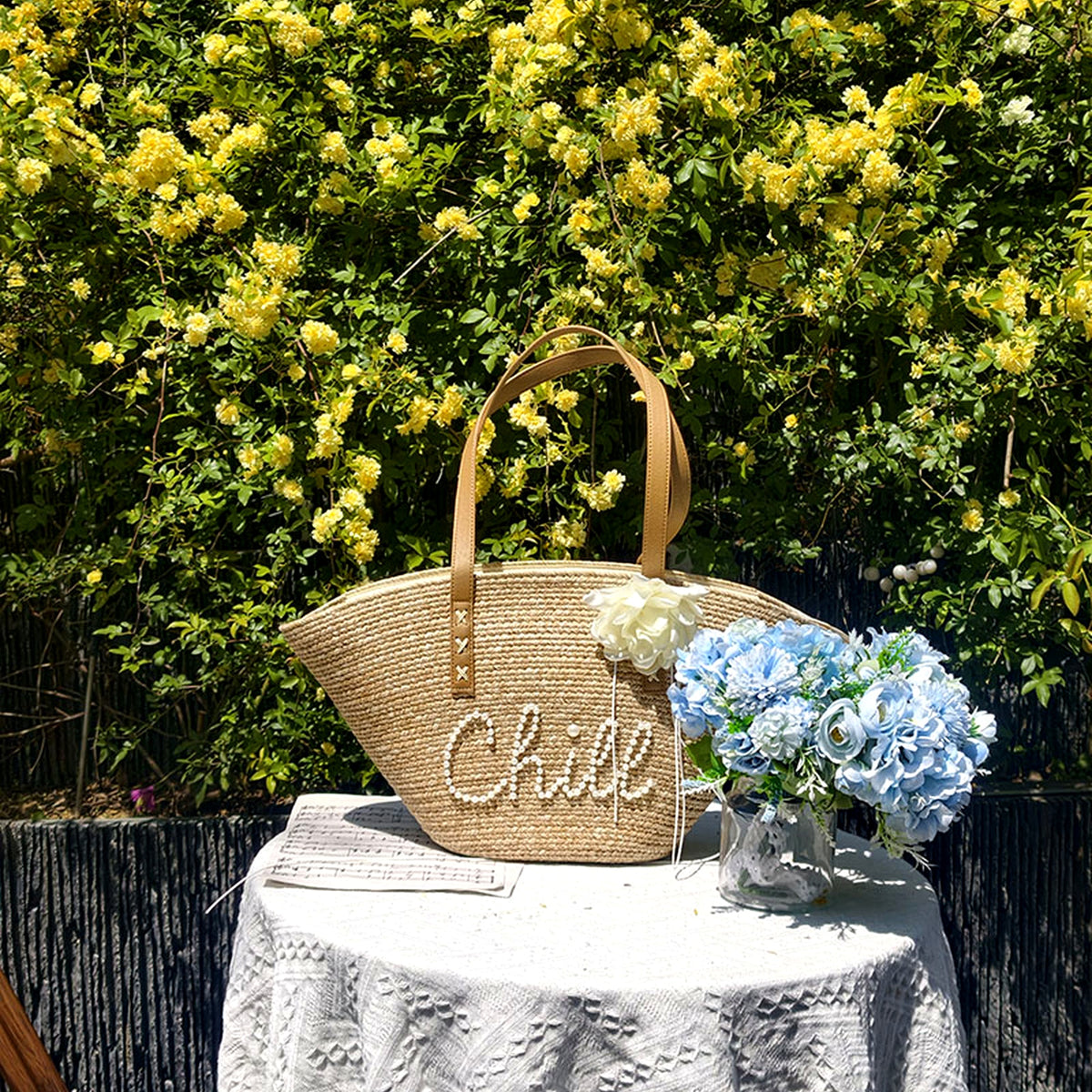 Personalized Straw Beach Tote Bag for Women - Custom Handwoven Shell Bag with, gallery view 5