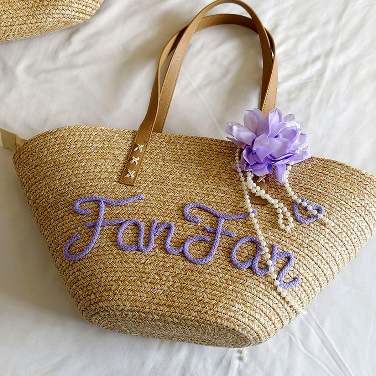 Personalized Straw Beach Tote Bag for Women - Custom Handwoven Shell Bag with, gallery view 8