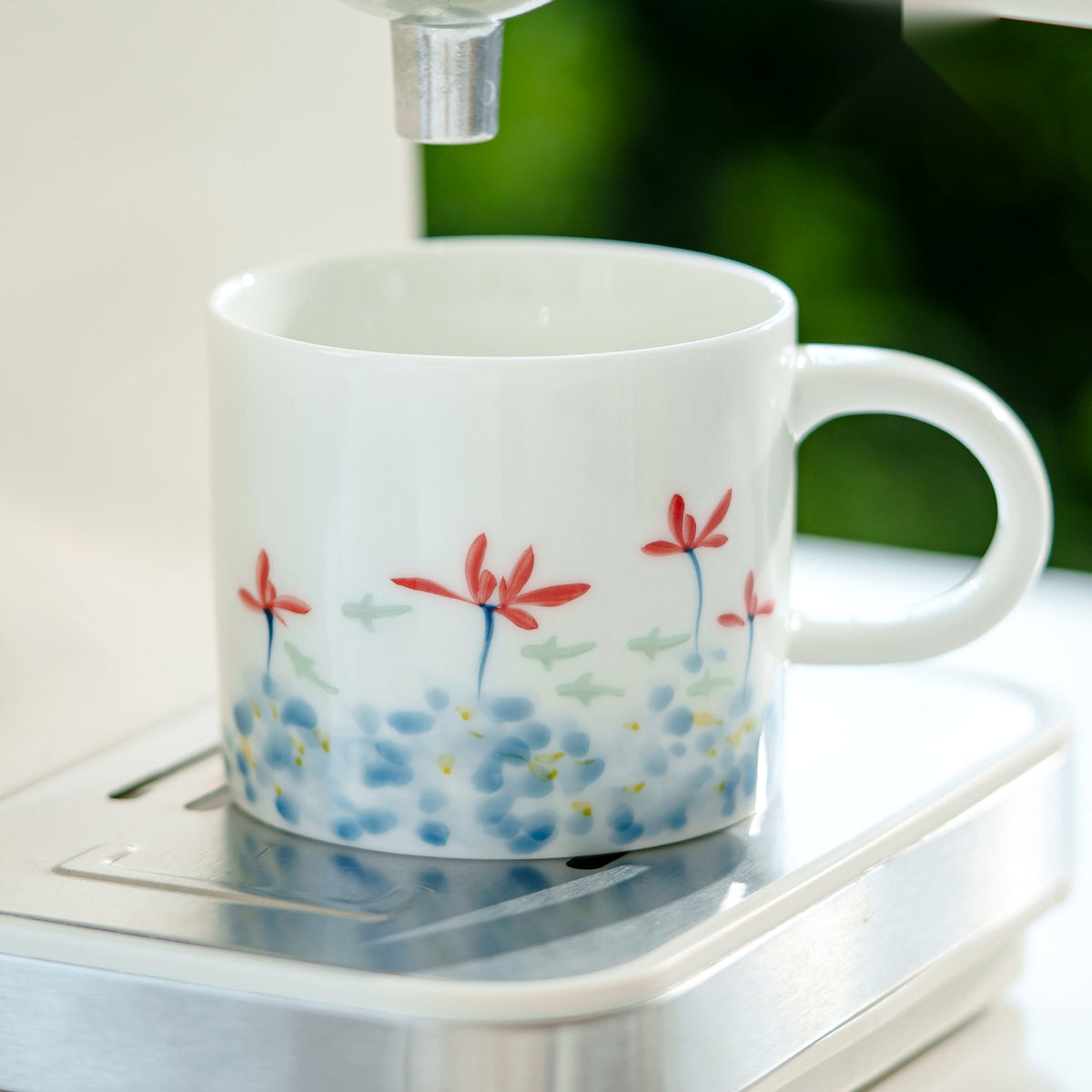 Hand-painted fish and red spider lily ceramic coffee cup, gallery view 2