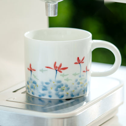 Hand-painted fish and red spider lily ceramic coffee cup, gallery view 2