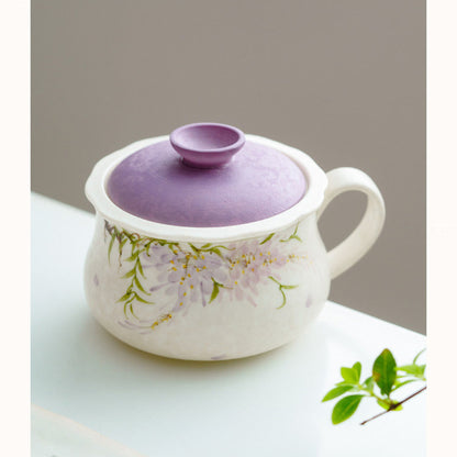 Hand-painted wisteria mug with flared rim, gallery view 3