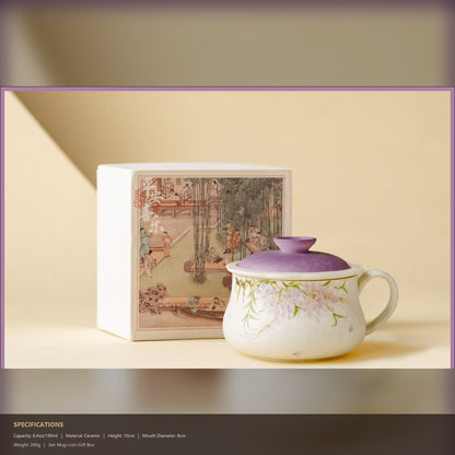 Hand-painted wisteria mug with flared rim, gallery view 6