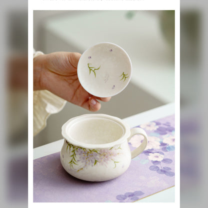 Hand-painted wisteria mug with flared rim, gallery view 8