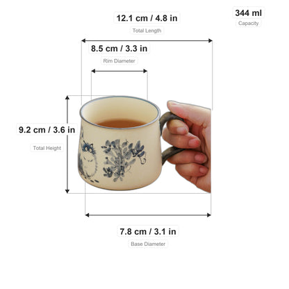 Blue-painted cat tea mug with lid and strainer, gallery view 9