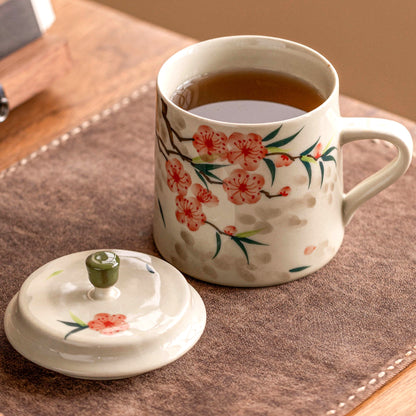 Peach blossom tea mug in plant-ash gray glaze, gallery view 4