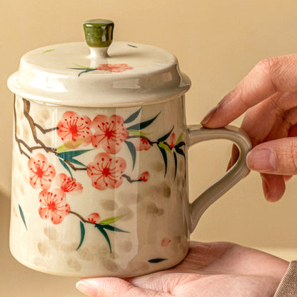 Peach blossom tea mug in plant-ash gray glaze, gallery view 6