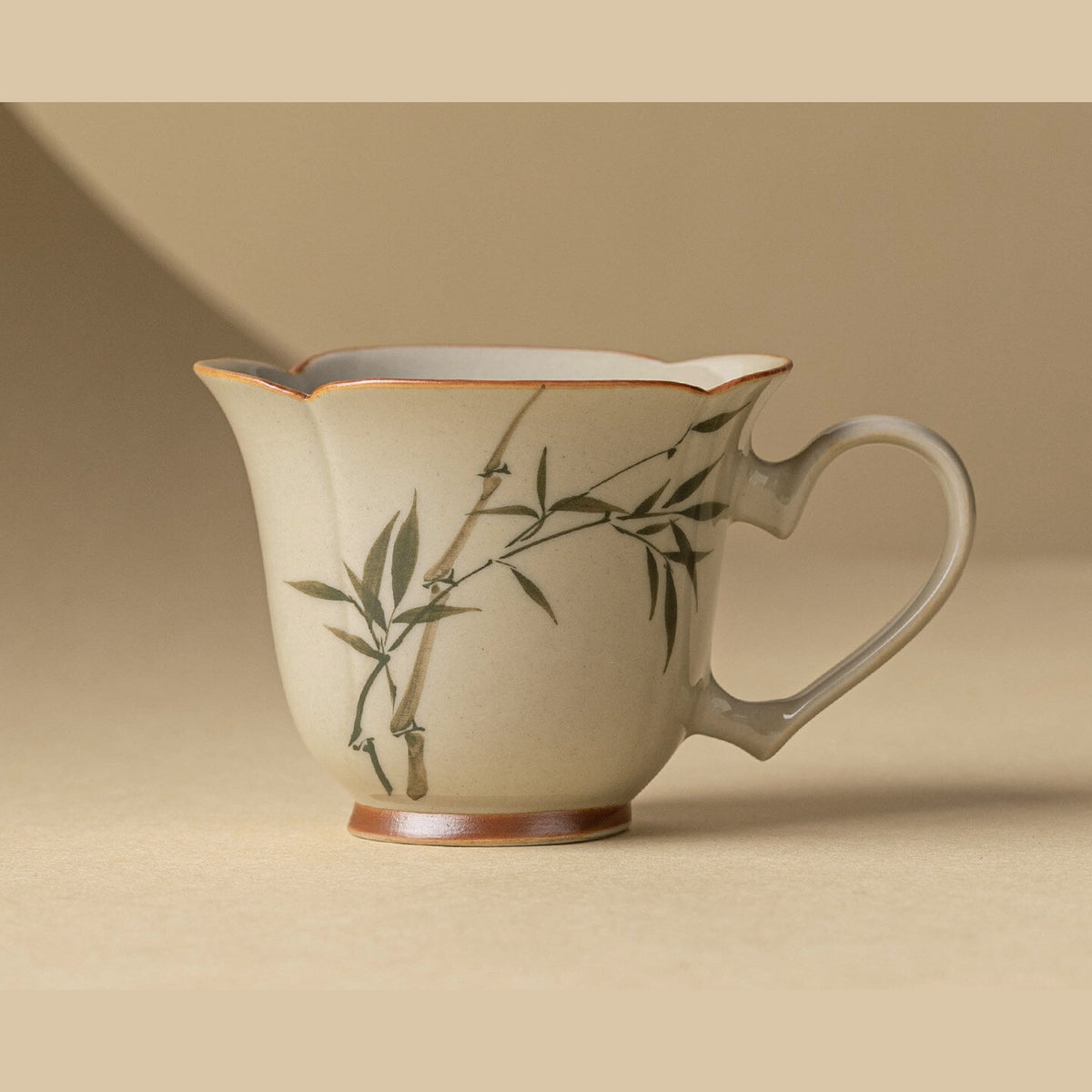 Green bamboo heart-handle tea cup, gallery view 2