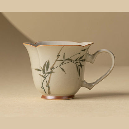 Green bamboo heart-handle tea cup, gallery view 2