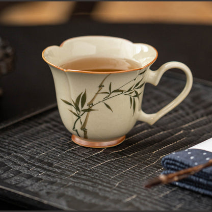 Green bamboo heart-handle tea cup, gallery view 3