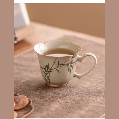 Green bamboo heart-handle tea cup, gallery view 4